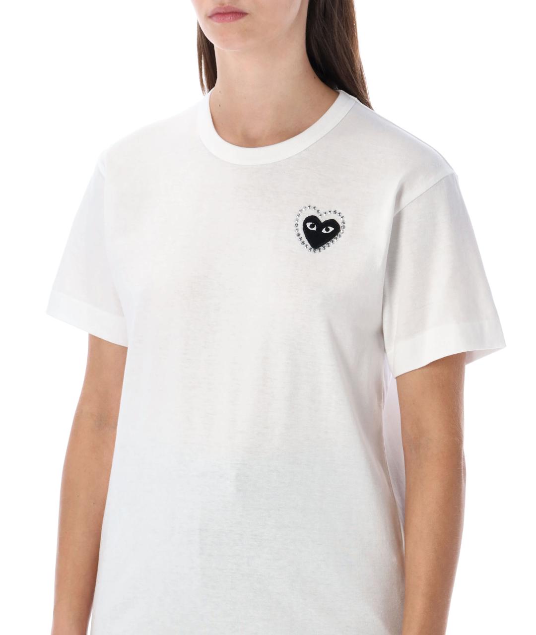 COMME DES GARÇONS PLAY Белая хлопковая футболка, фото 7