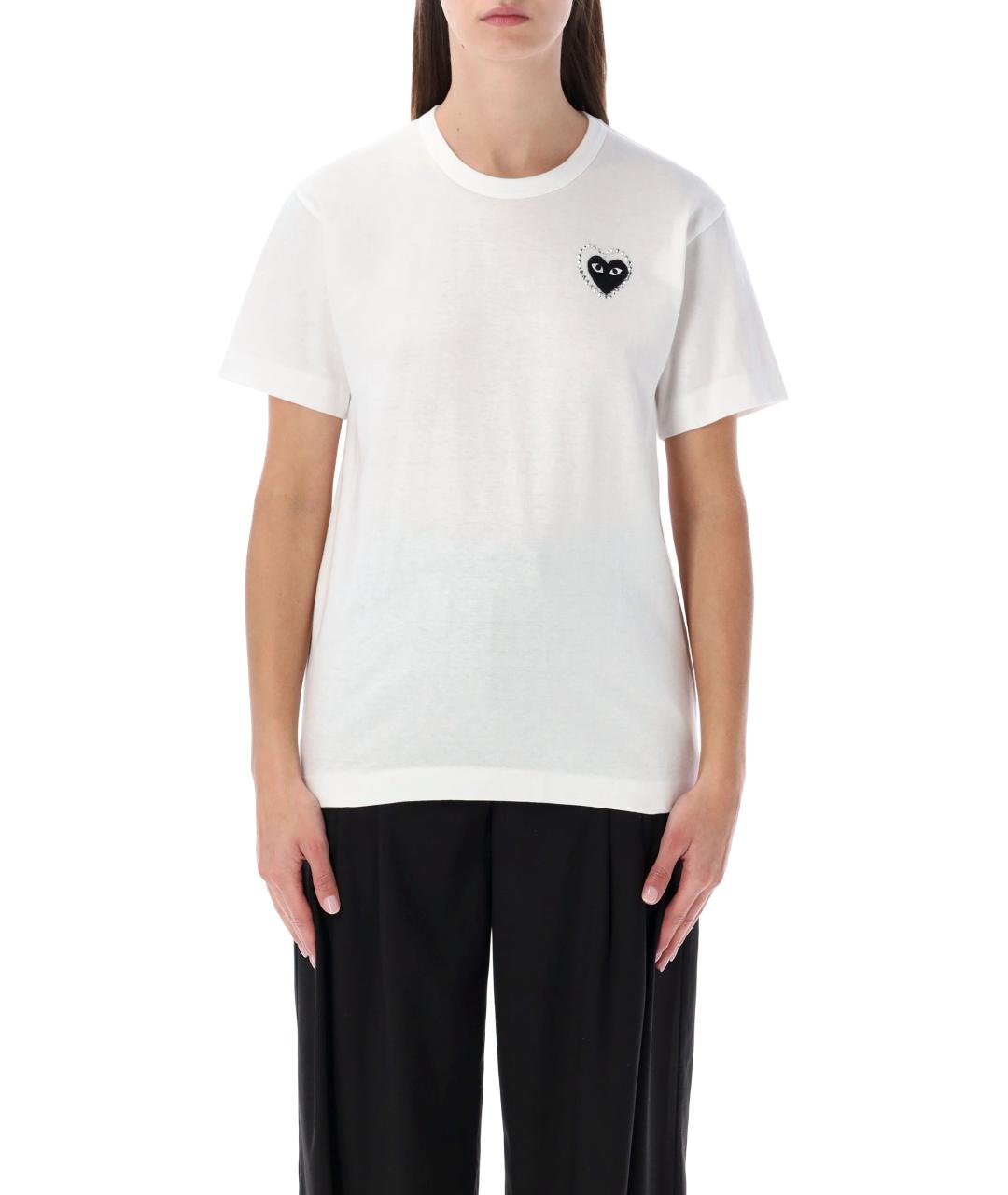 COMME DES GARÇONS PLAY Белая хлопковая футболка, фото 5