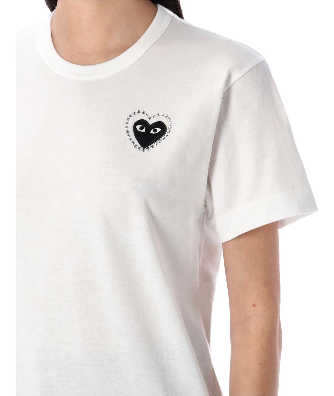 COMME DES GARÇONS PLAY Белая хлопковая футболка, фото 4