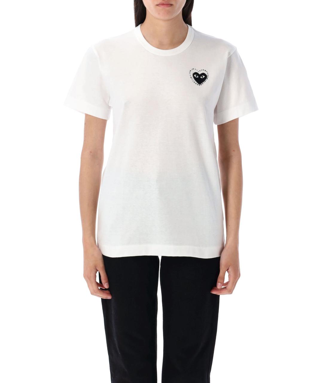 COMME DES GARÇONS PLAY Белая хлопковая футболка, фото 2