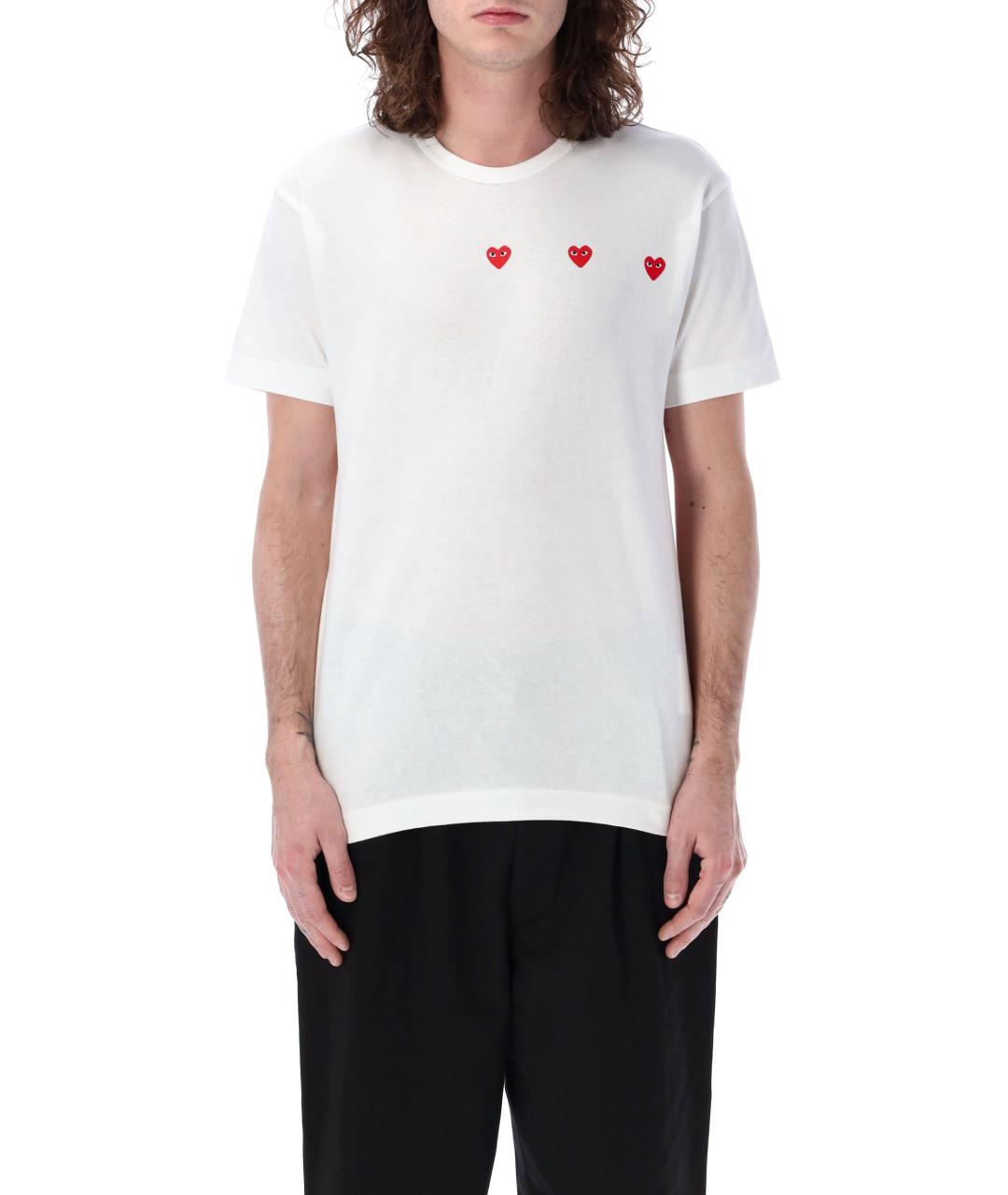 COMME DES GARÇONS PLAY Белая хлопковая футболка, фото 5