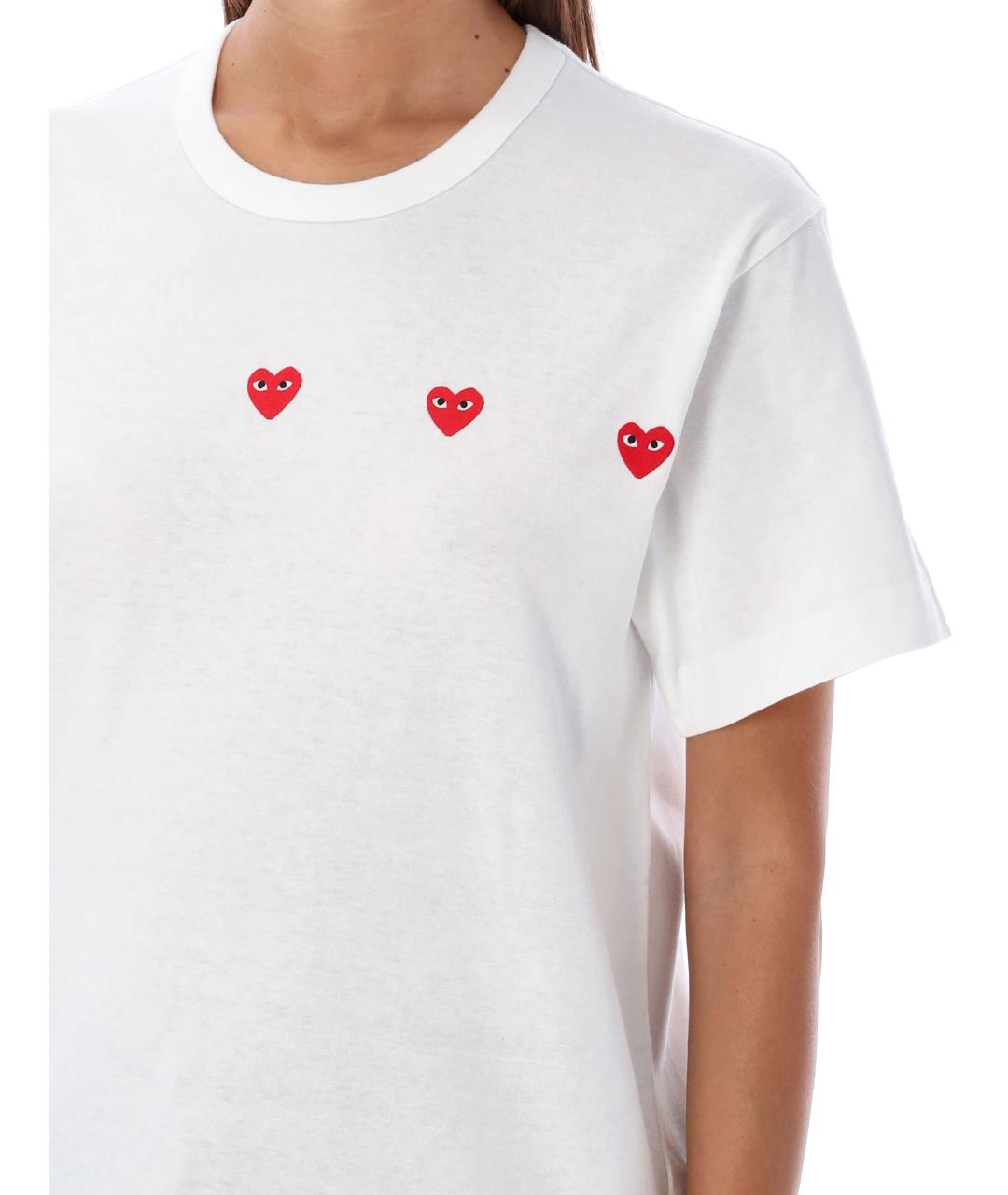 COMME DES GARÇONS PLAY Белая хлопковая футболка, фото 4