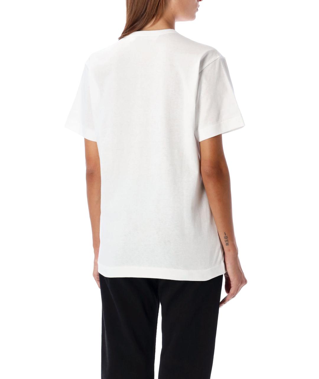 COMME DES GARÇONS PLAY Белая хлопковая футболка, фото 3