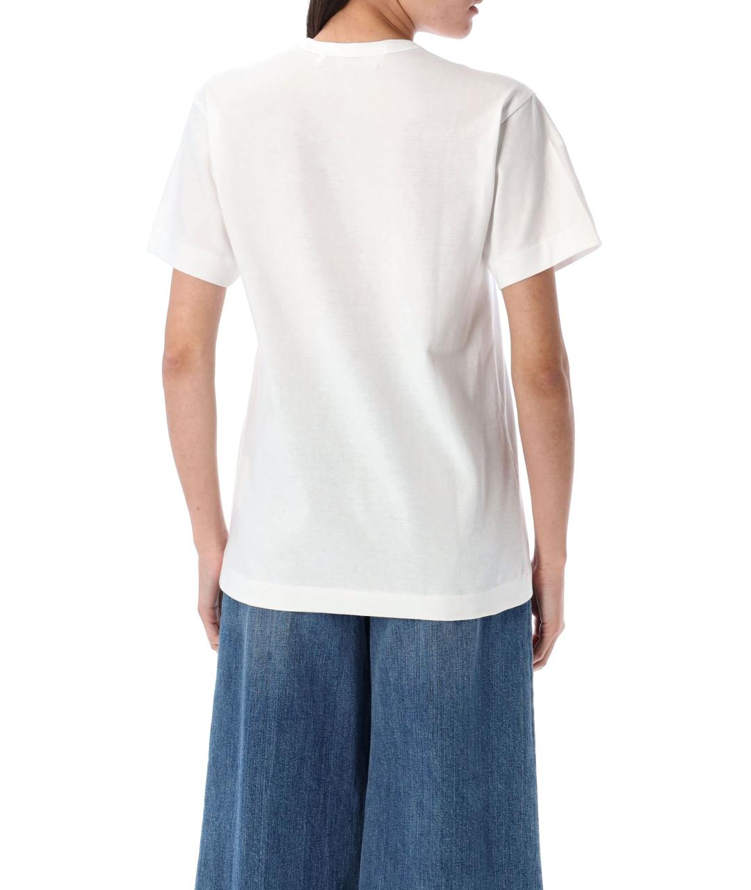 COMME DES GARÇONS PLAY Белая хлопковая футболка, фото 3