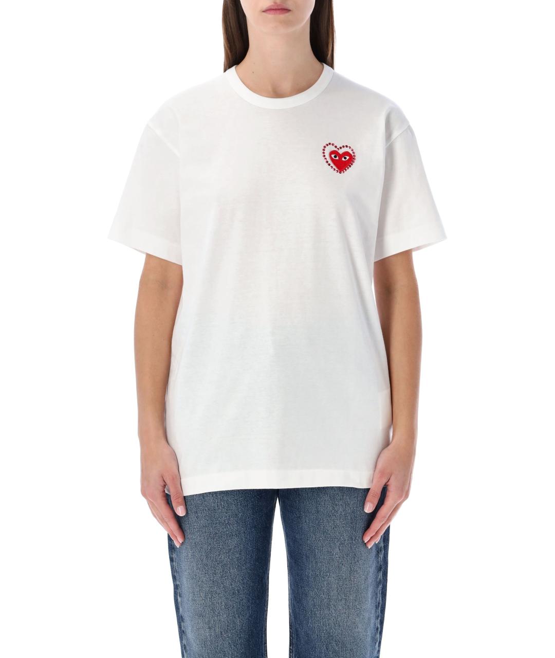 COMME DES GARÇONS PLAY Белая хлопковая футболка, фото 5