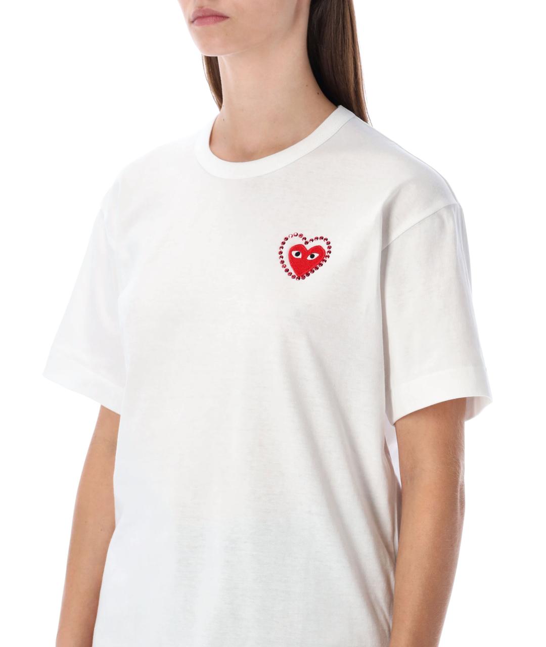 COMME DES GARÇONS PLAY Белая хлопковая футболка, фото 7