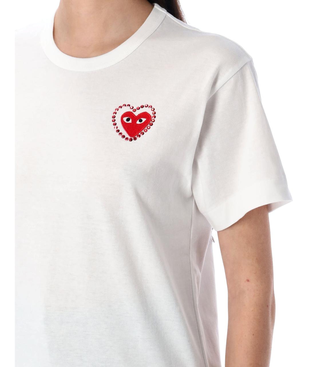 COMME DES GARÇONS PLAY Белая хлопковая футболка, фото 4