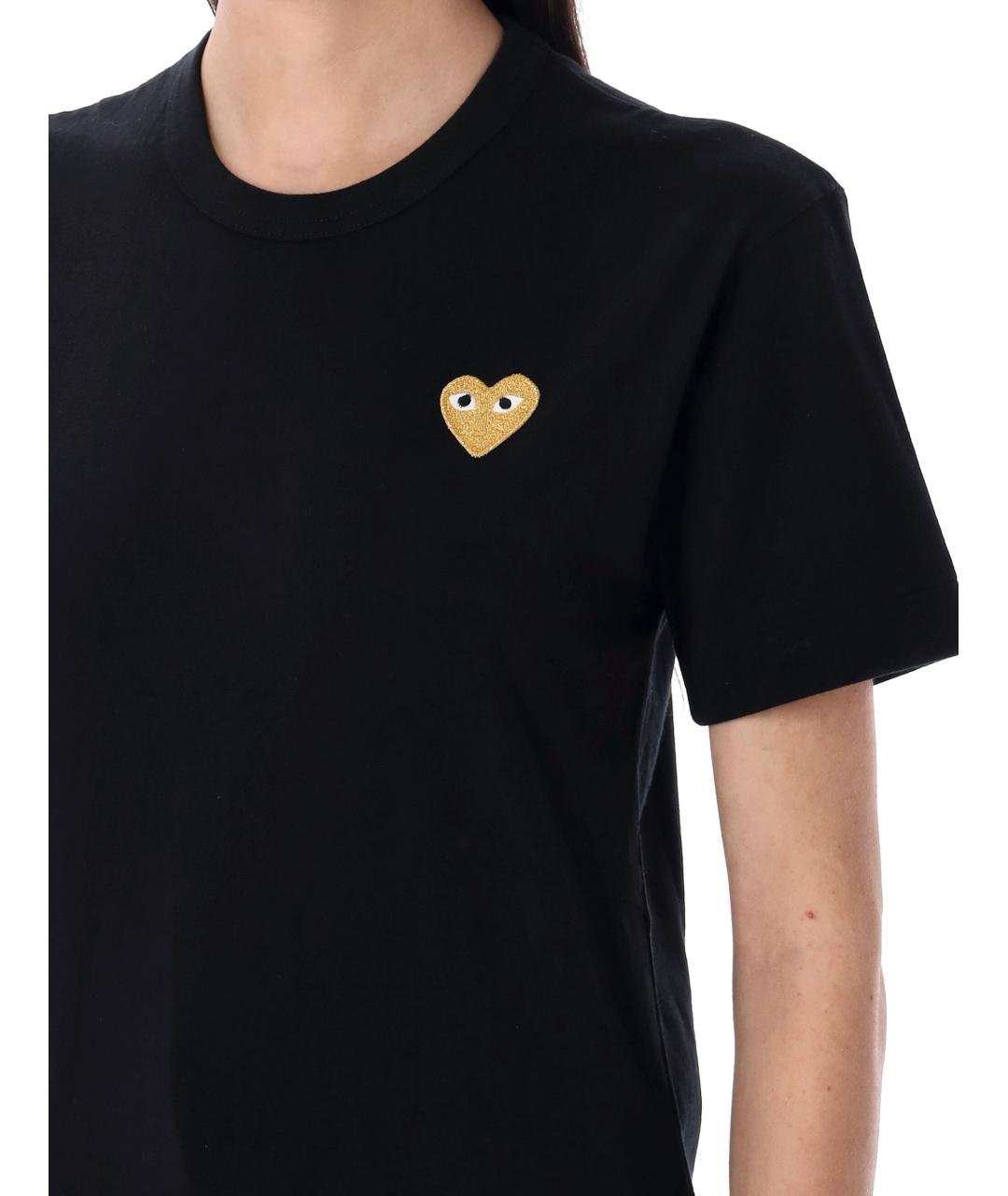 COMME DES GARÇONS PLAY Черная хлопковая футболка, фото 3