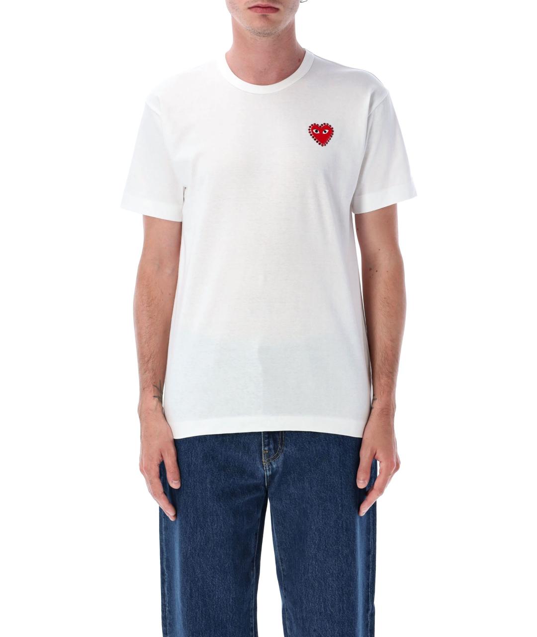 COMME DES GARÇONS PLAY Белая хлопковая футболка, фото 5