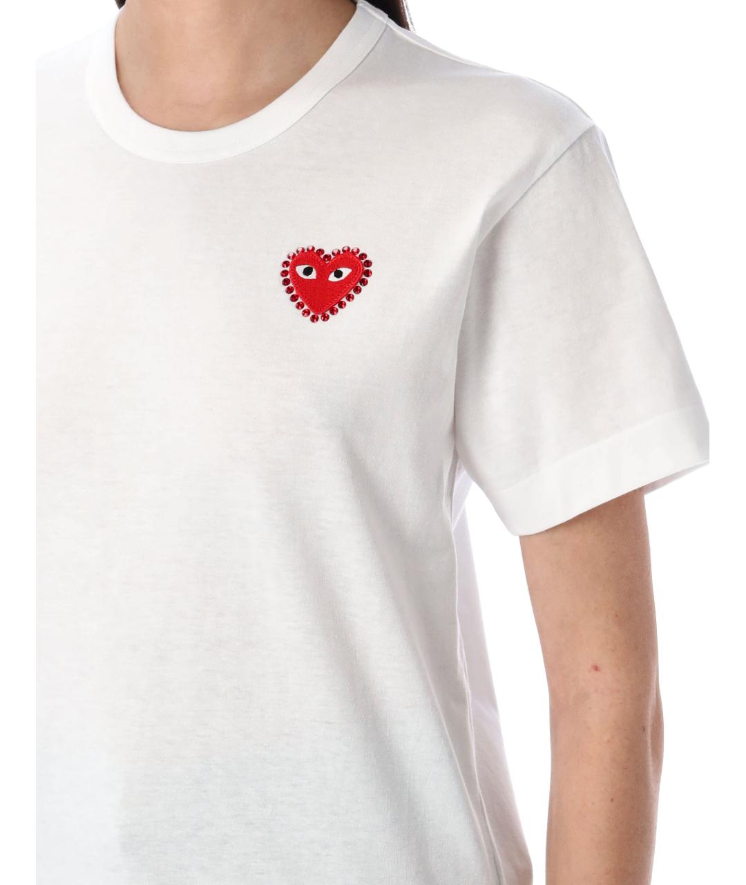 COMME DES GARÇONS PLAY Белая хлопковая футболка, фото 4