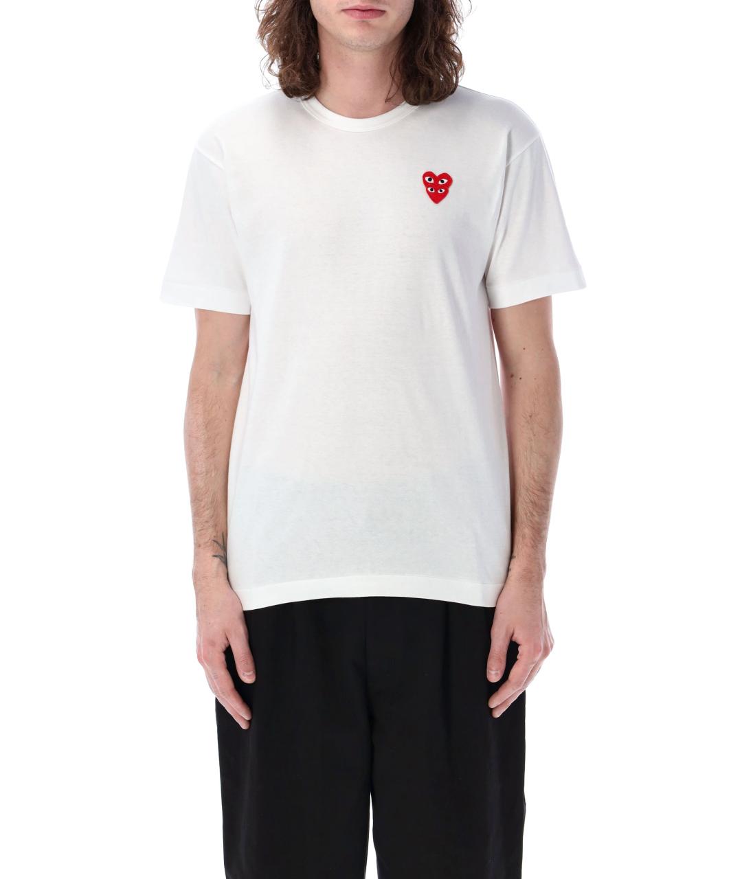 COMME DES GARÇONS PLAY Белая хлопковая футболка, фото 5