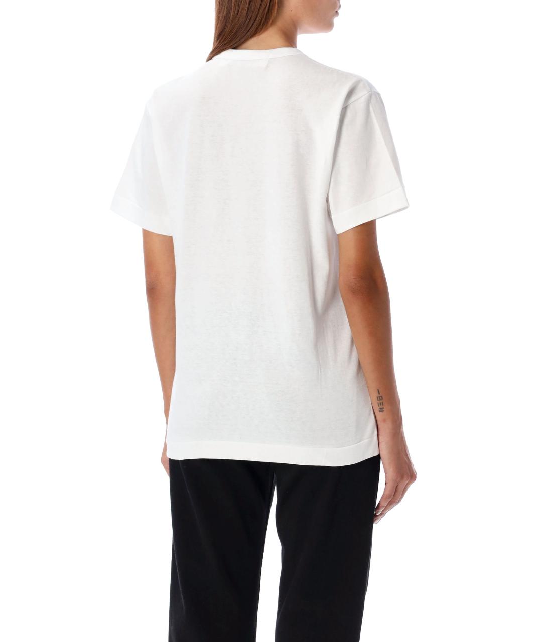 COMME DES GARÇONS PLAY Белая хлопковая футболка, фото 3