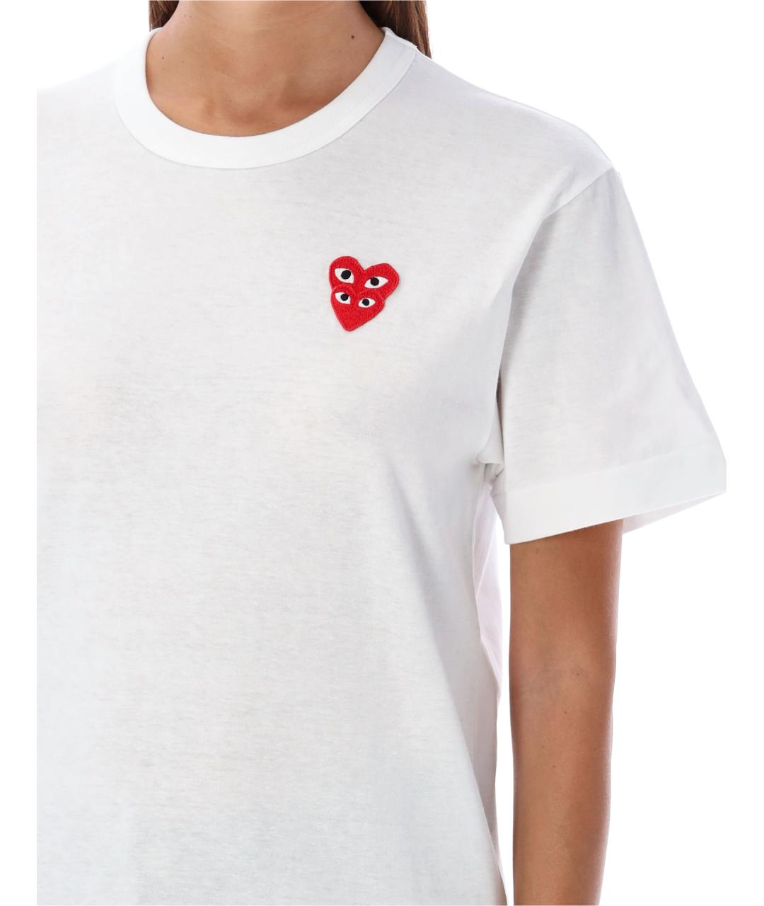 COMME DES GARÇONS PLAY Белая хлопковая футболка, фото 4