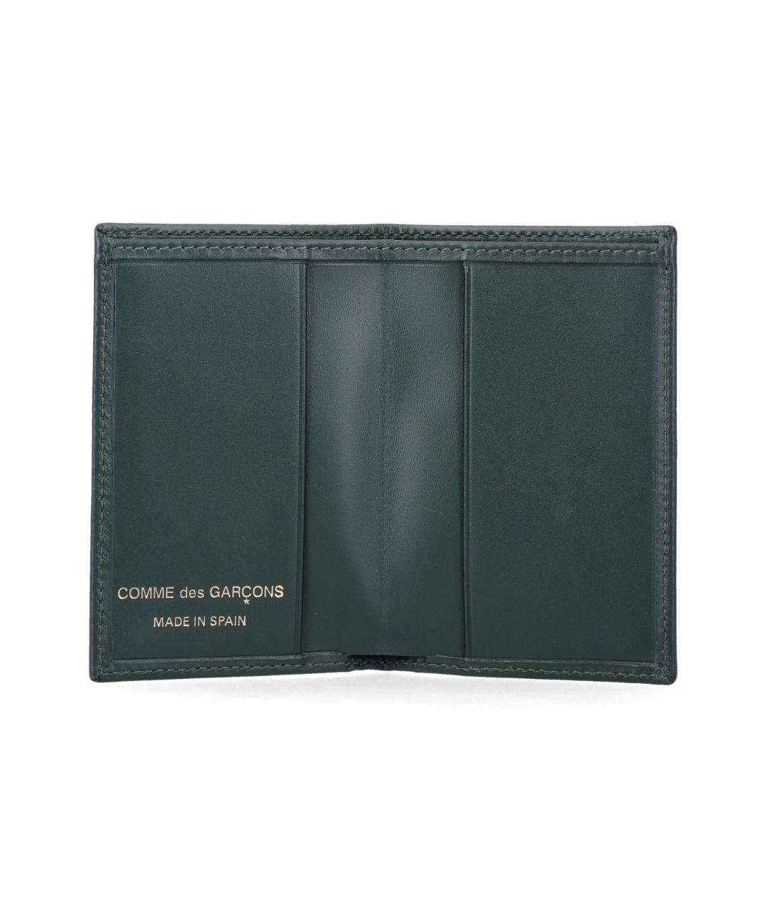 COMME DES GARÇONS WALLET Зеленый кожаный кардхолдер, фото 3