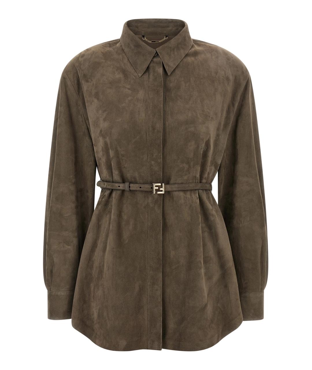 FENDI Коричневая замшевая куртка, фото 1