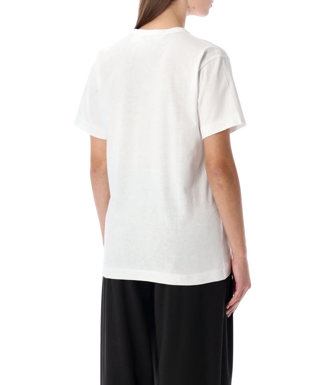 COMME DES GARÇONS PLAY Белая хлопковая футболка, фото 3