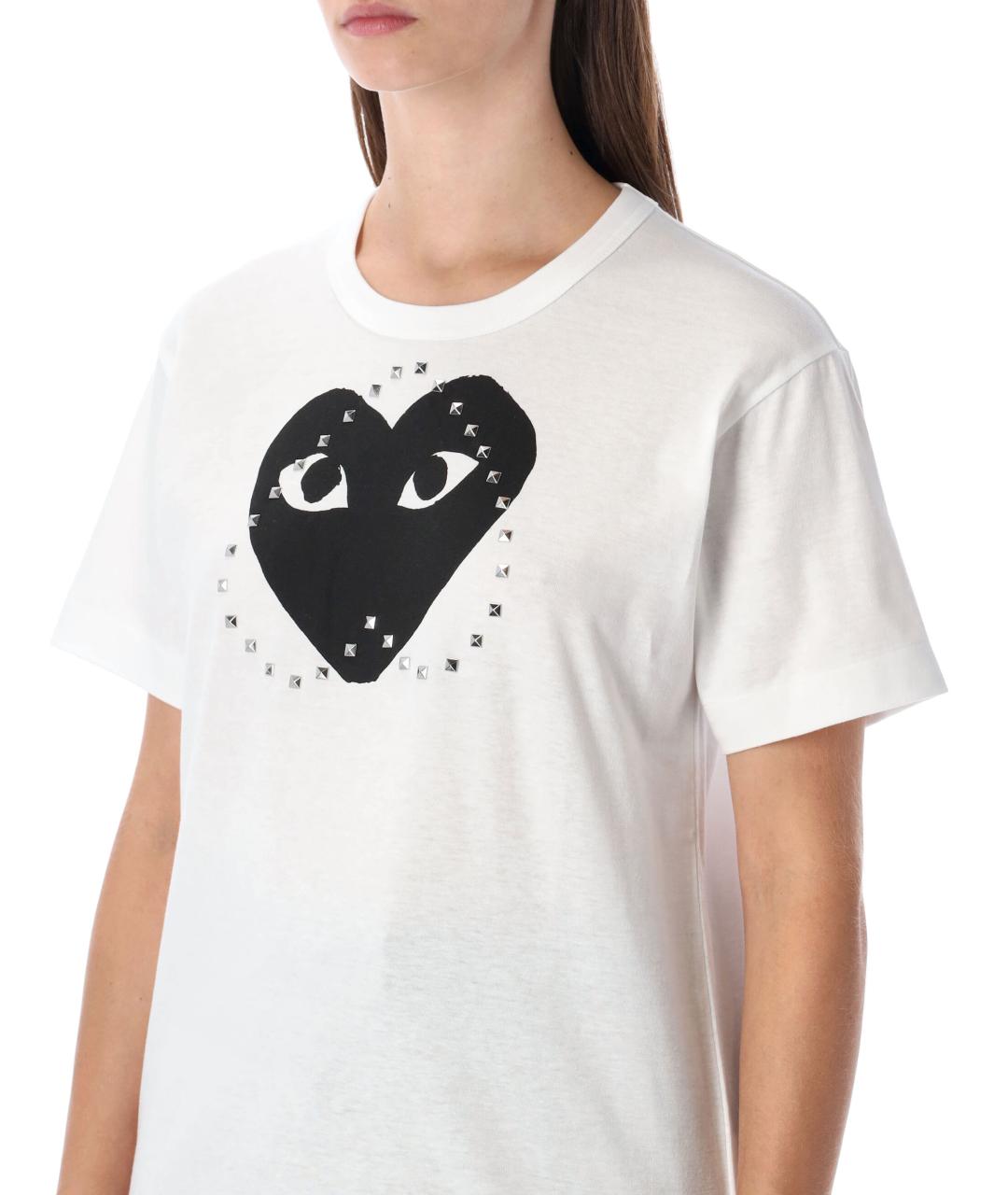 COMME DES GARÇONS PLAY Белая хлопковая футболка, фото 4