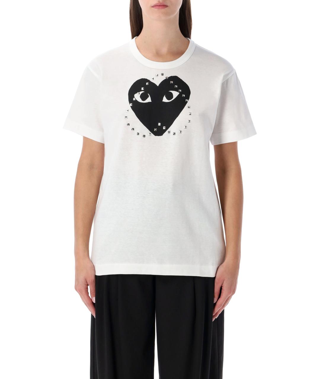 COMME DES GARÇONS PLAY Белая хлопковая футболка, фото 2