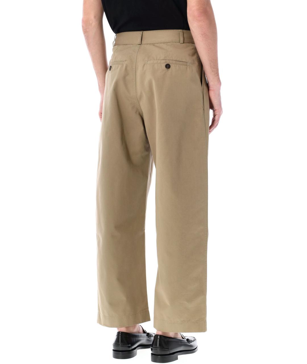 STUDIO NICHOLSON Бежевые хлопковые повседневные брюки, фото 2