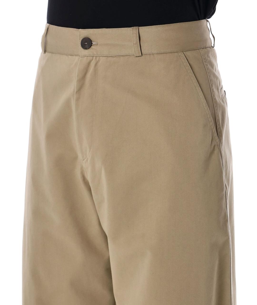 STUDIO NICHOLSON Бежевые хлопковые повседневные брюки, фото 3