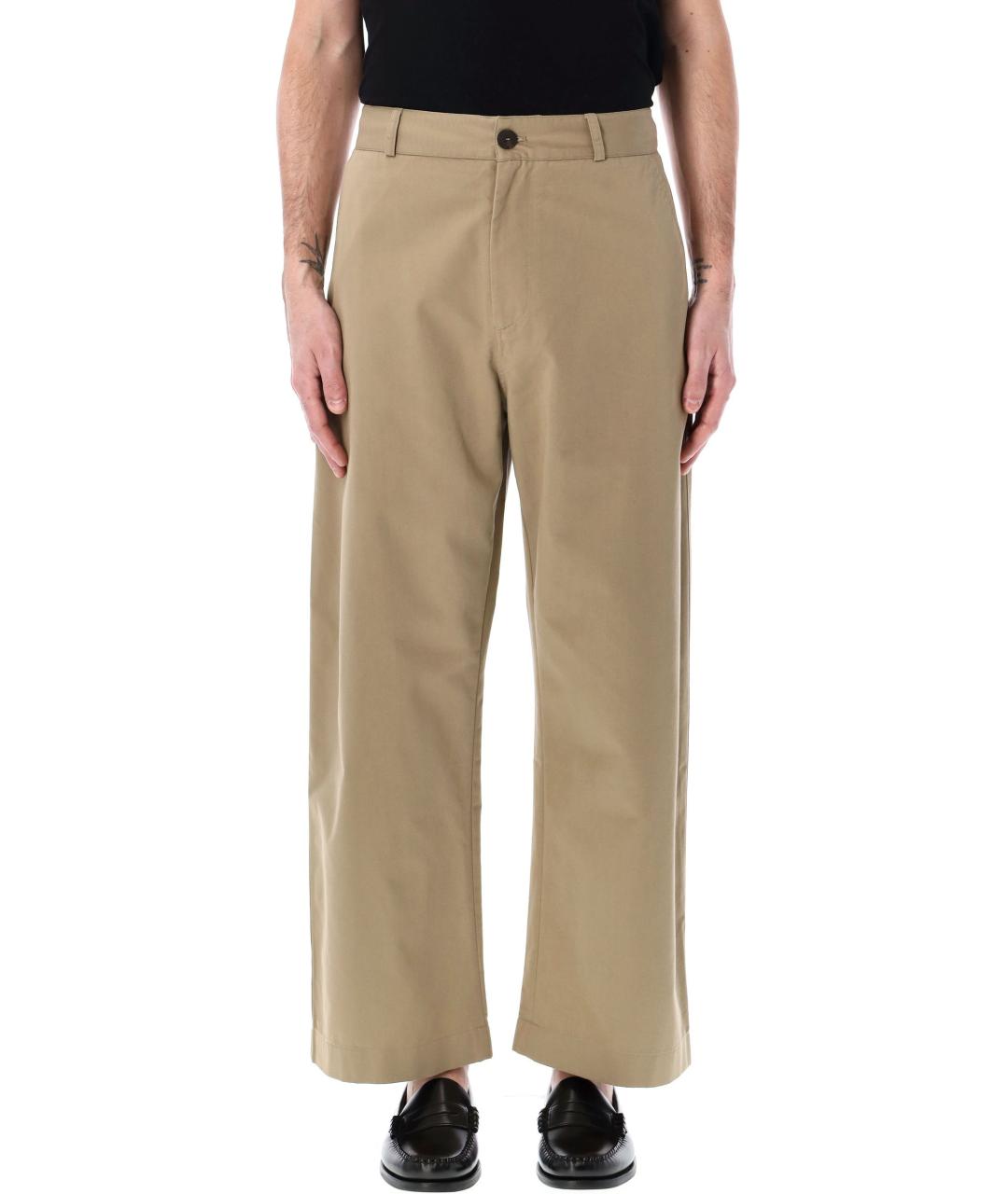 STUDIO NICHOLSON Бежевые хлопковые повседневные брюки, фото 4