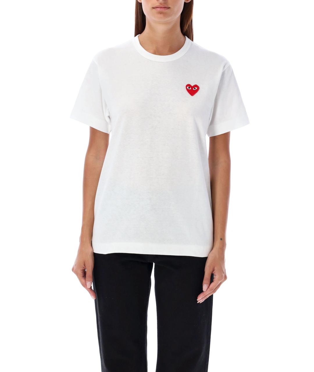 COMME DES GARÇONS PLAY Белая хлопковая футболка, фото 4