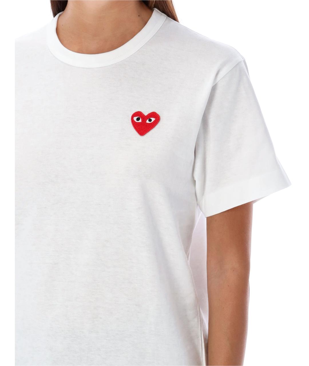 COMME DES GARÇONS PLAY Белая хлопковая футболка, фото 3