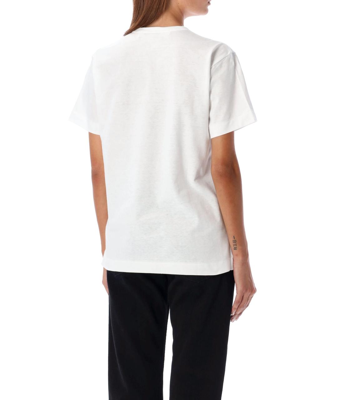 COMME DES GARÇONS PLAY Белая хлопковая футболка, фото 2