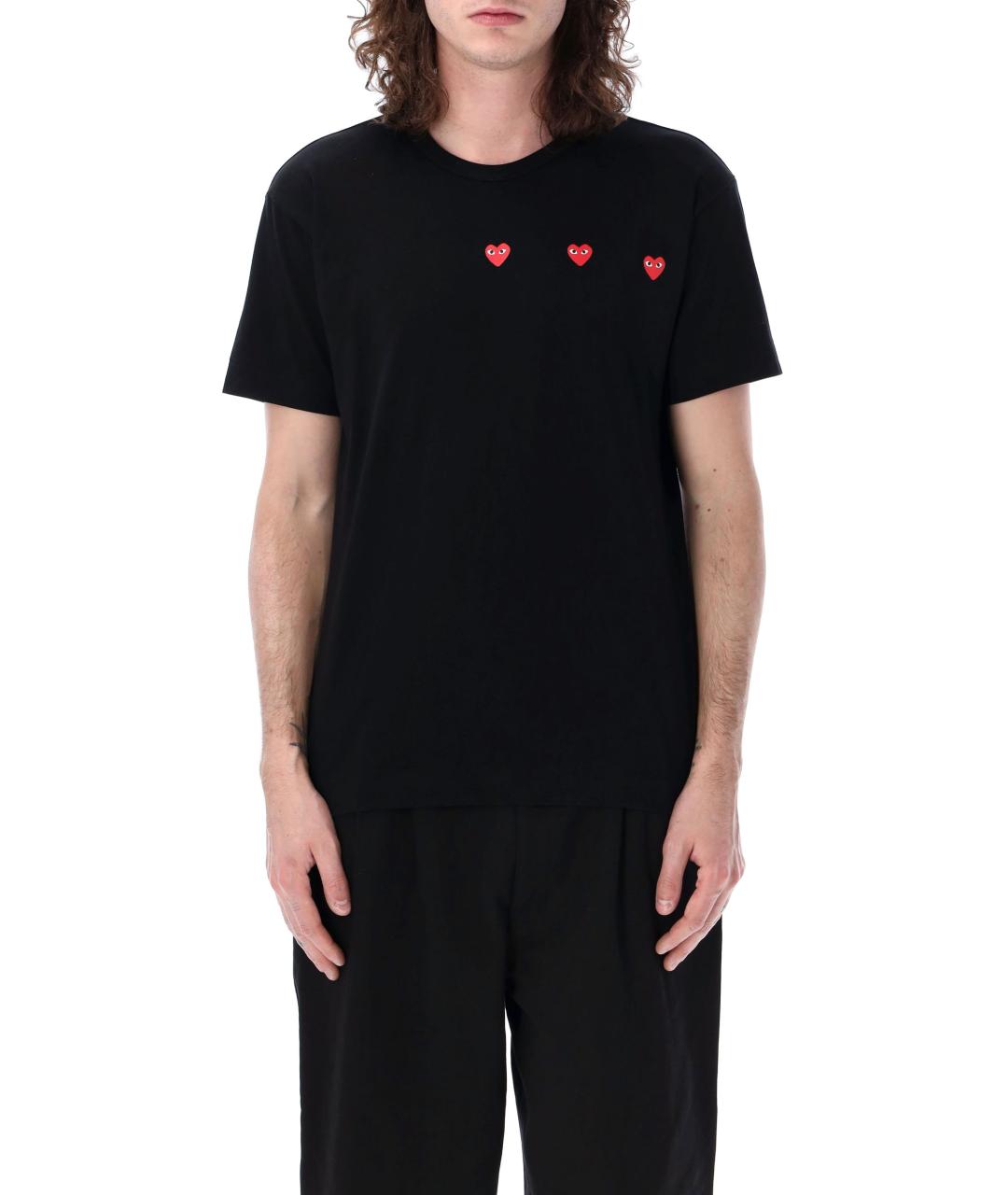 COMME DES GARÇONS PLAY Черная хлопковая футболка, фото 5