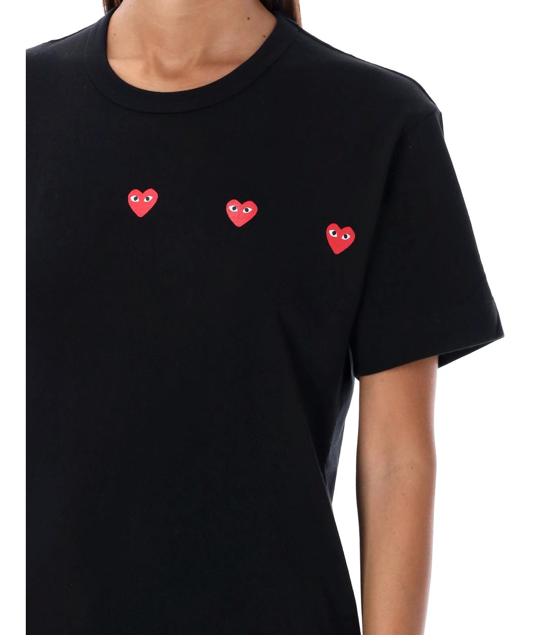 COMME DES GARÇONS PLAY Черная хлопковая футболка, фото 4