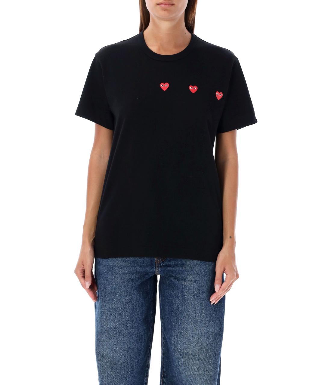 COMME DES GARÇONS PLAY Черная хлопковая футболка, фото 2