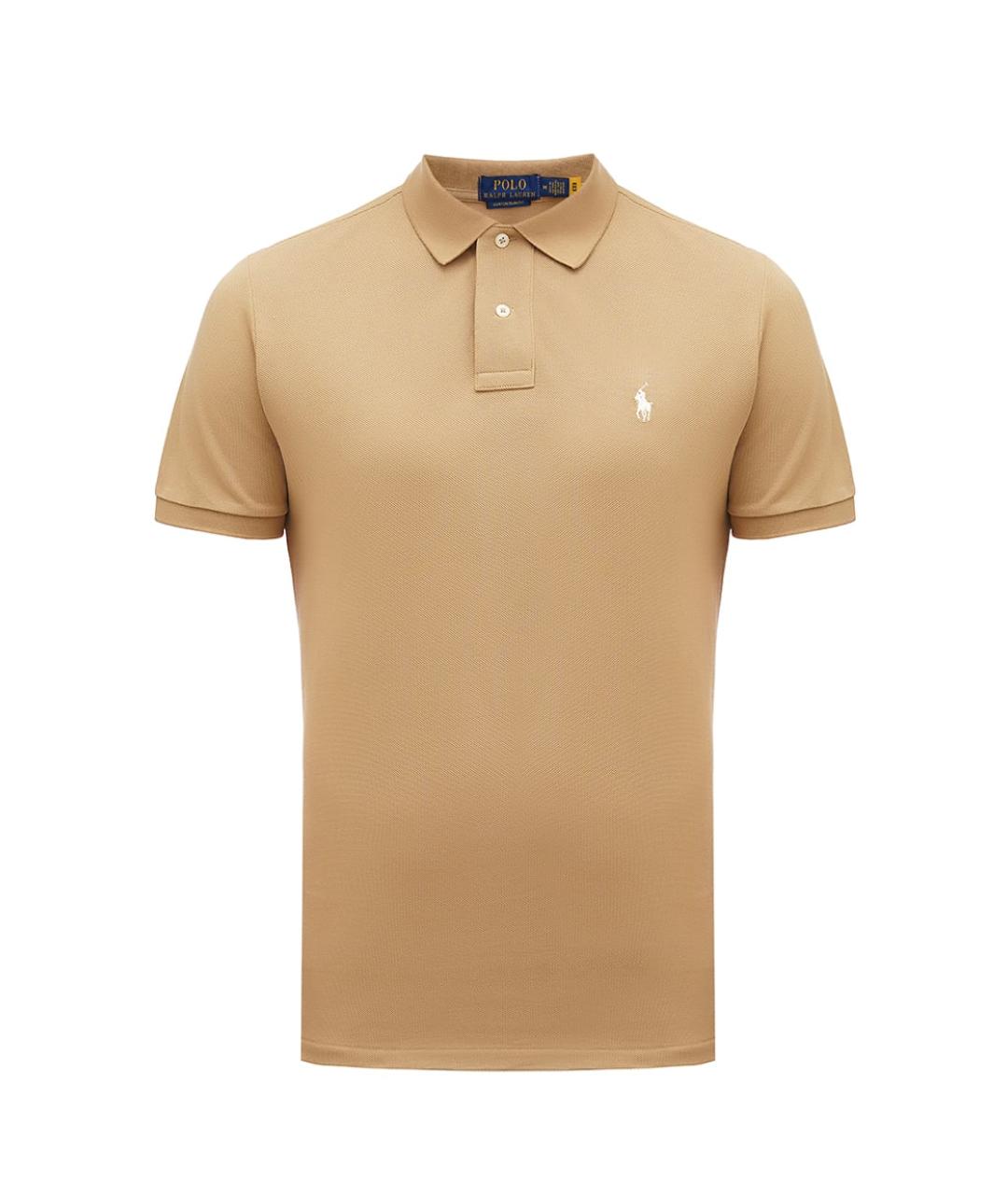 POLO RALPH LAUREN Бежевое хлопковое поло с коротким рукавом, фото 1