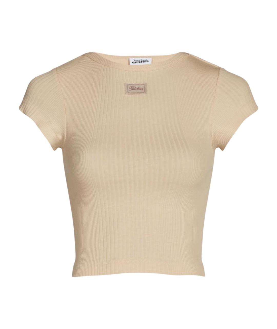 JEAN PAUL GAULTIER Бежевая хлопковая футболка, фото 1