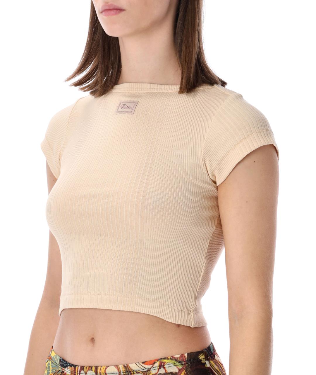 JEAN PAUL GAULTIER Бежевая хлопковая футболка, фото 4