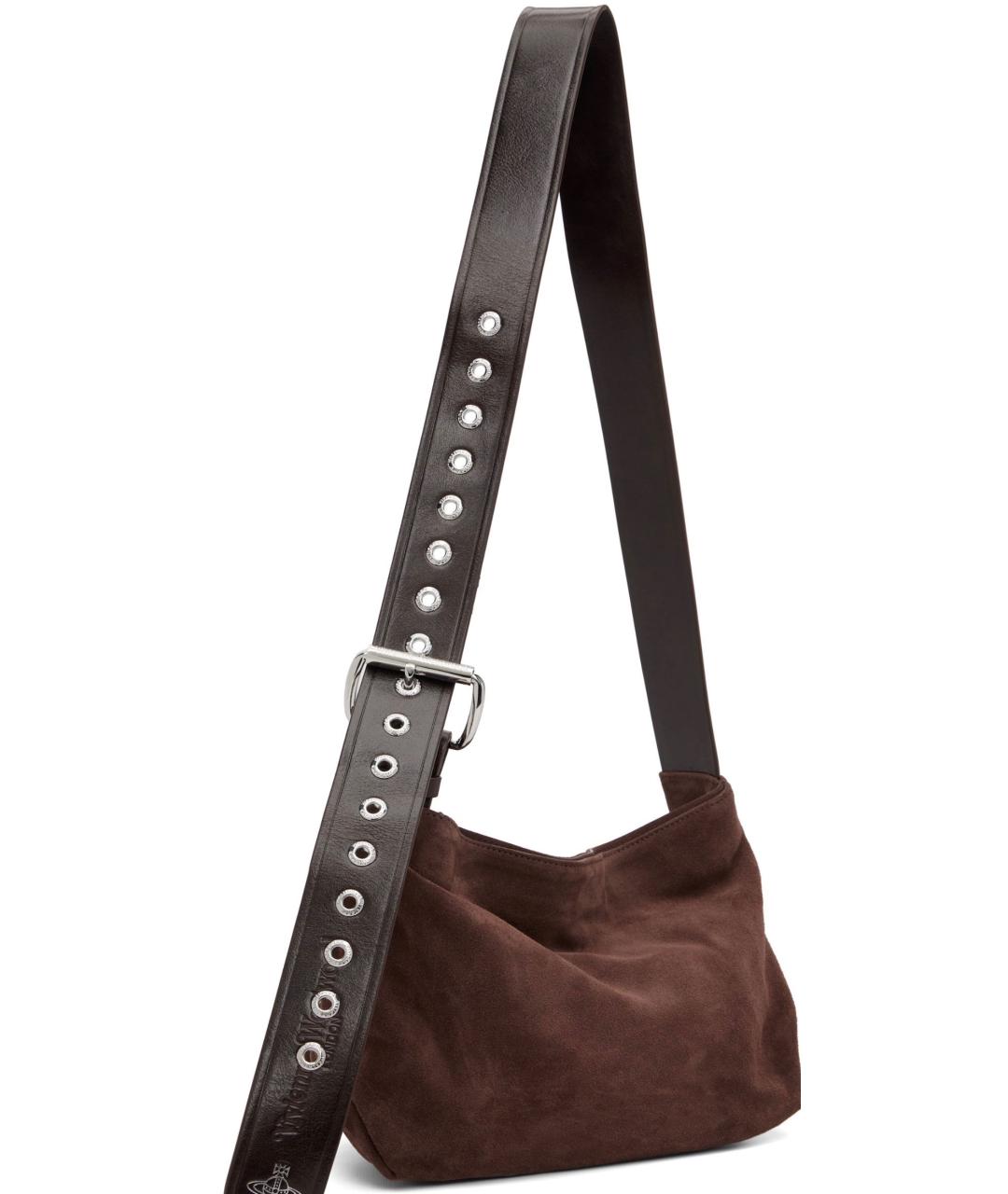 VIVIENNE WESTWOOD Коричневая замшевая сумка через плечо, фото 4
