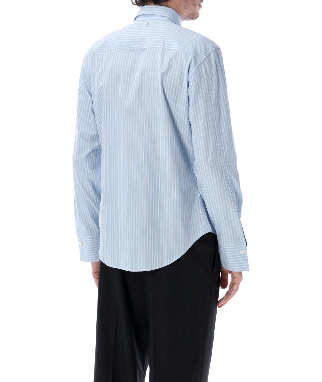 Ami Paris Голубая хлопковая кэжуал рубашка, фото 3