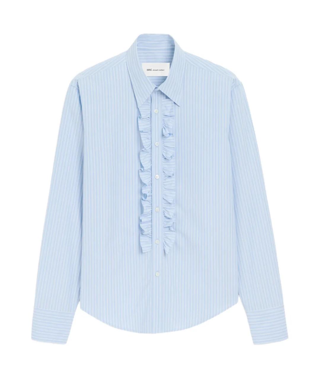 Ami Paris Голубая хлопковая кэжуал рубашка, фото 1