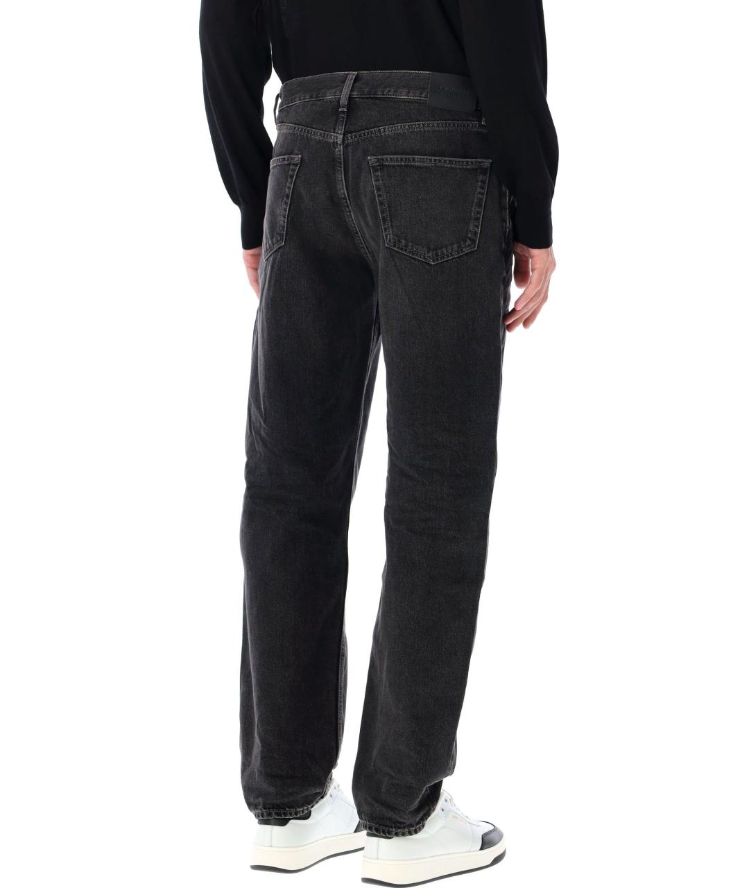 SAINT LAURENT Черные хлопковые прямые джинсы, фото 2