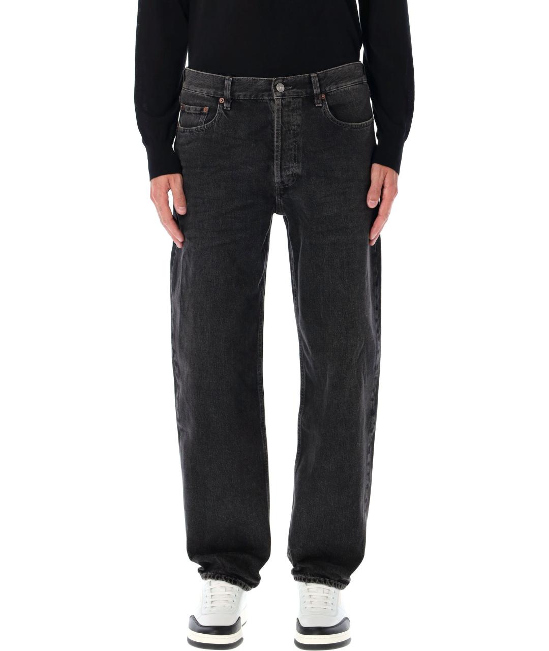 SAINT LAURENT Черные хлопковые прямые джинсы, фото 4