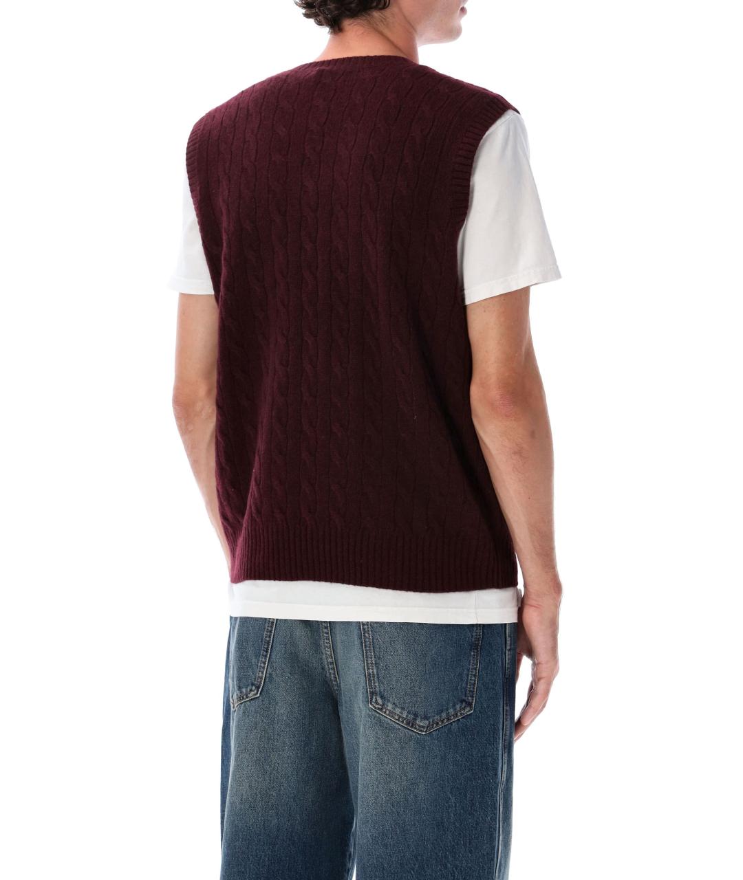 POLO RALPH LAUREN Бордовая шерстяная жилетка, фото 2