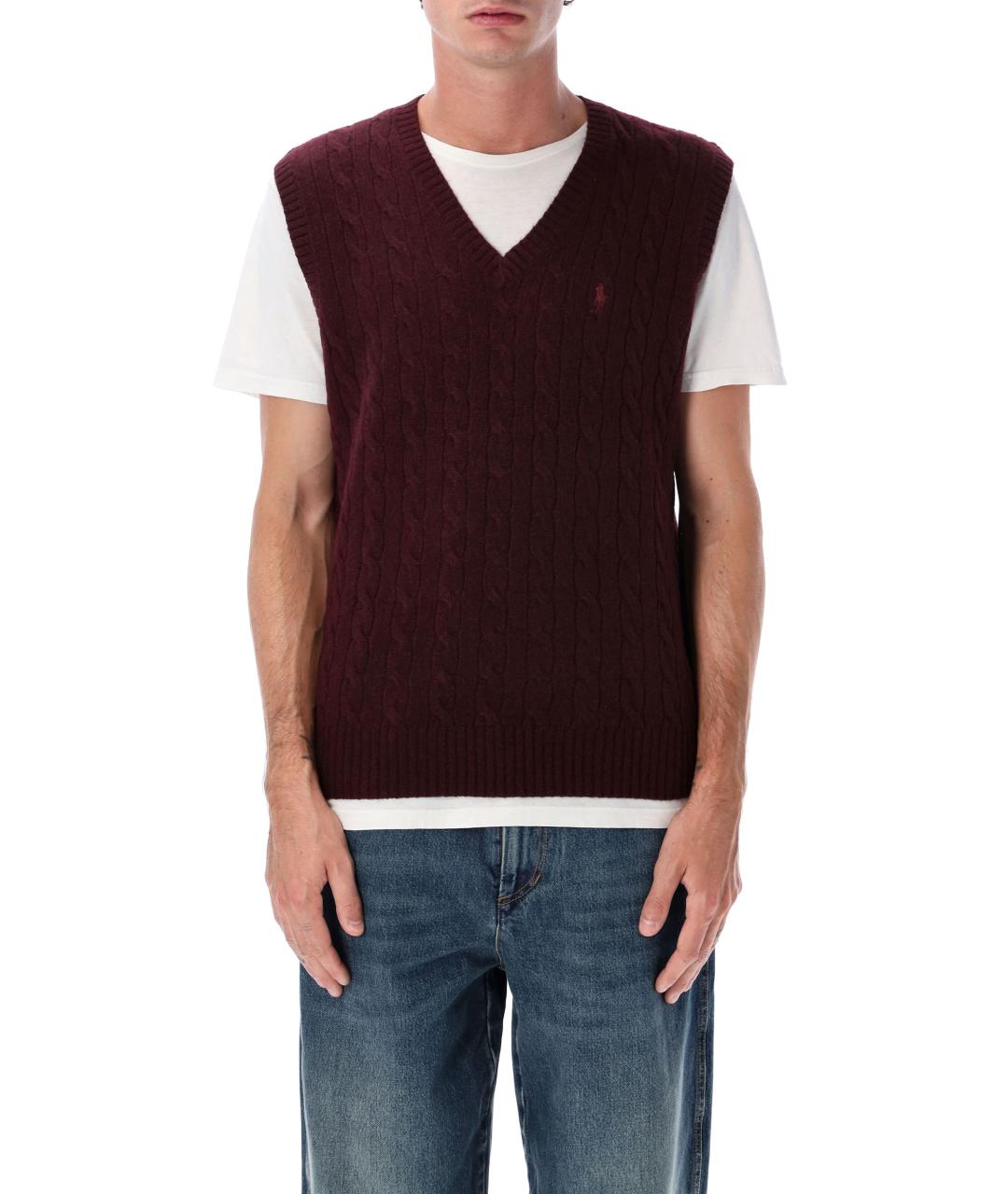 POLO RALPH LAUREN Бордовая шерстяная жилетка, фото 4