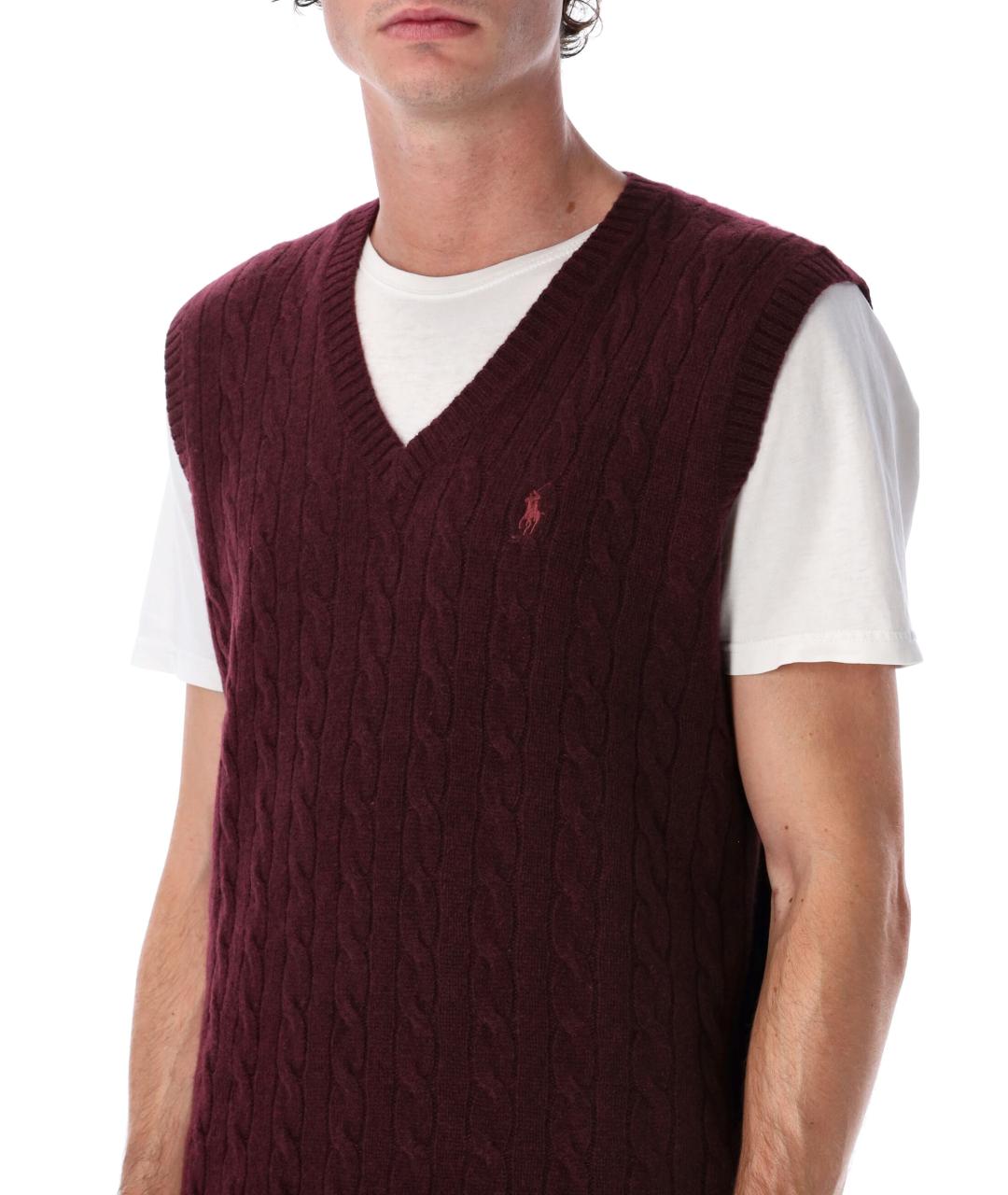 POLO RALPH LAUREN Бордовая шерстяная жилетка, фото 3