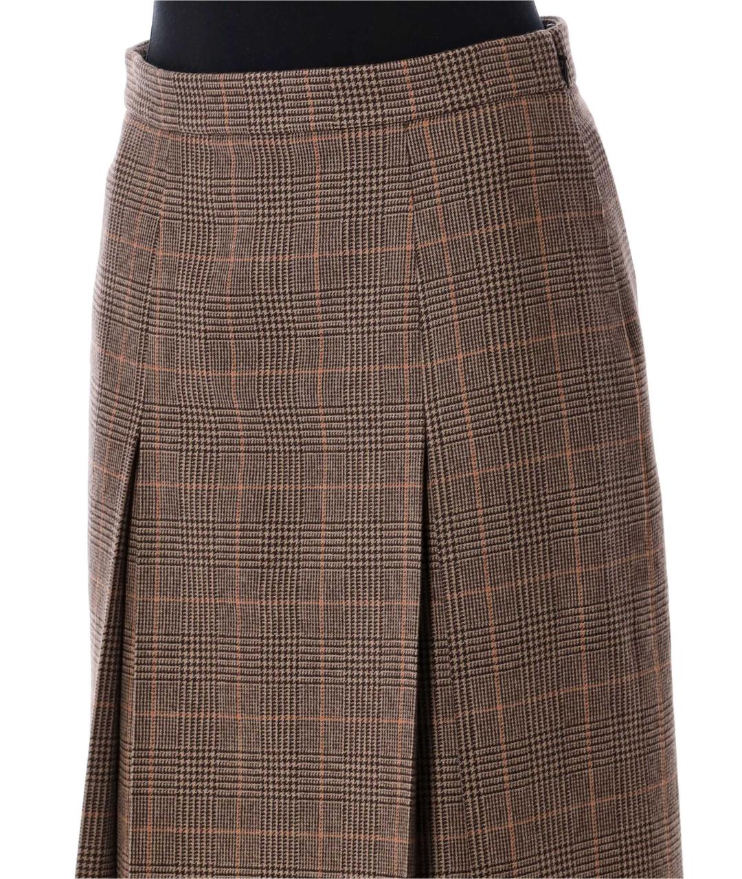 SAINT LAURENT Коричневая шерстяная юбка миди, фото 3