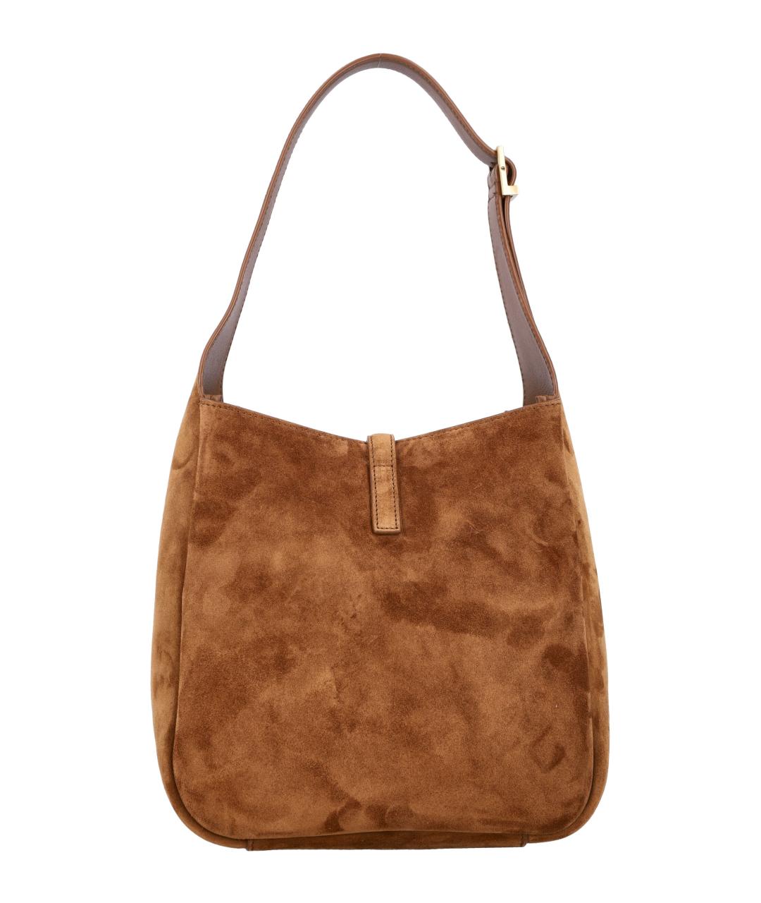 SAINT LAURENT Коричневая замшевая сумка тоут, фото 4