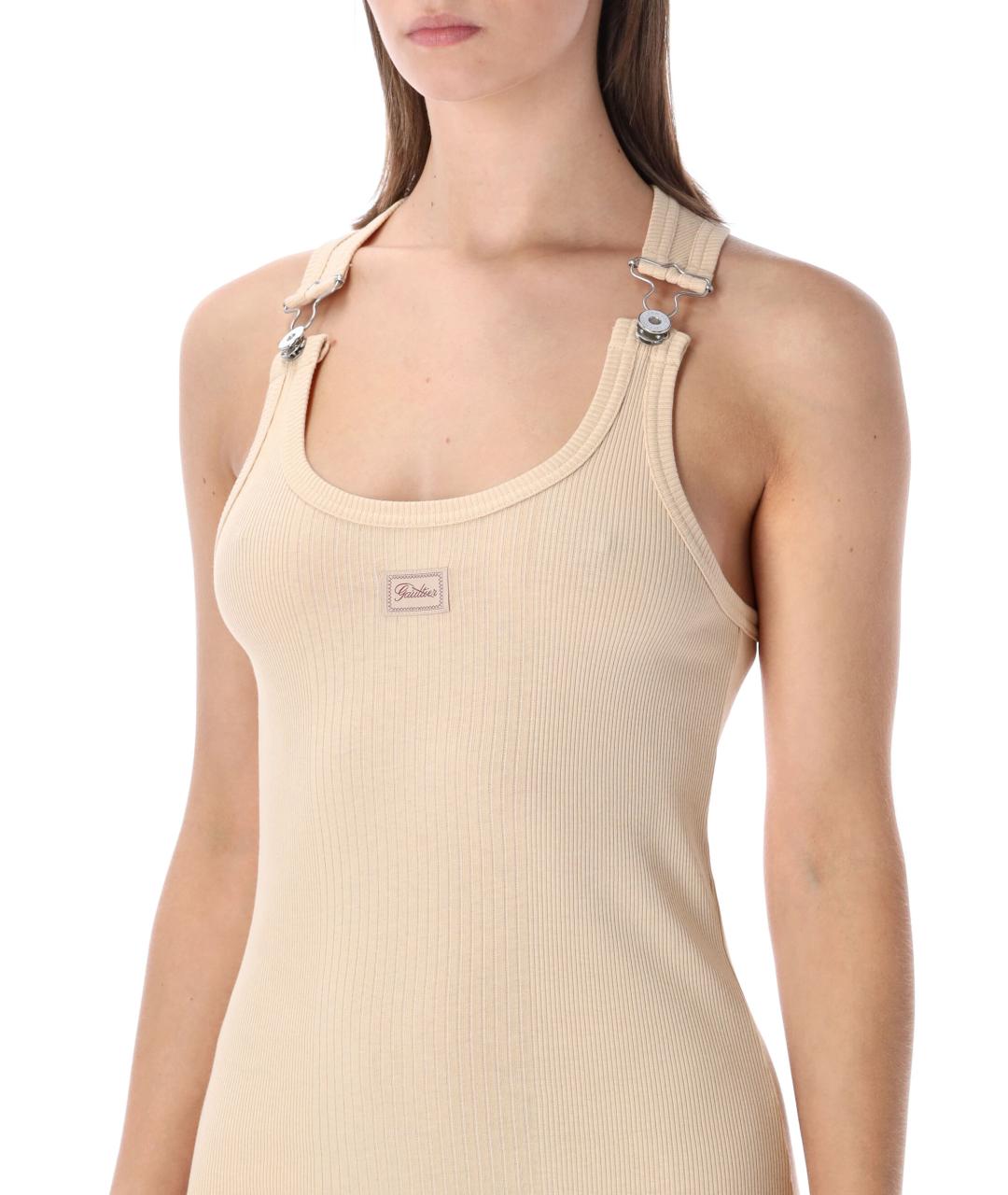 JEAN PAUL GAULTIER Бежевое хлопковое платье, фото 4