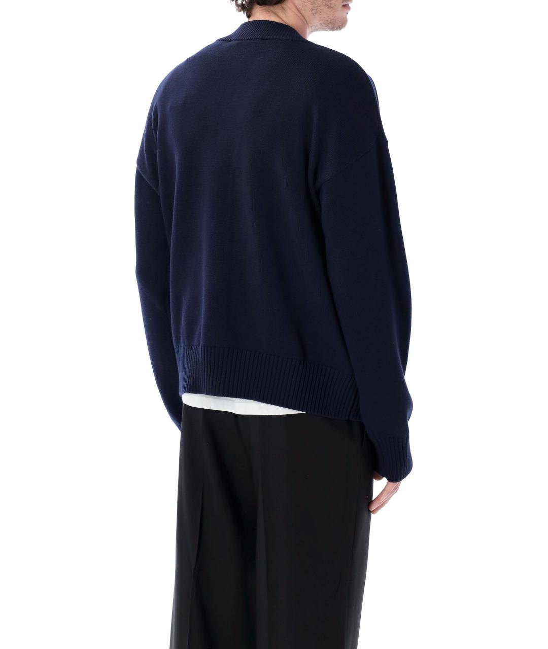 Ami Paris Темно-синий шерстяной кардиган, фото 2