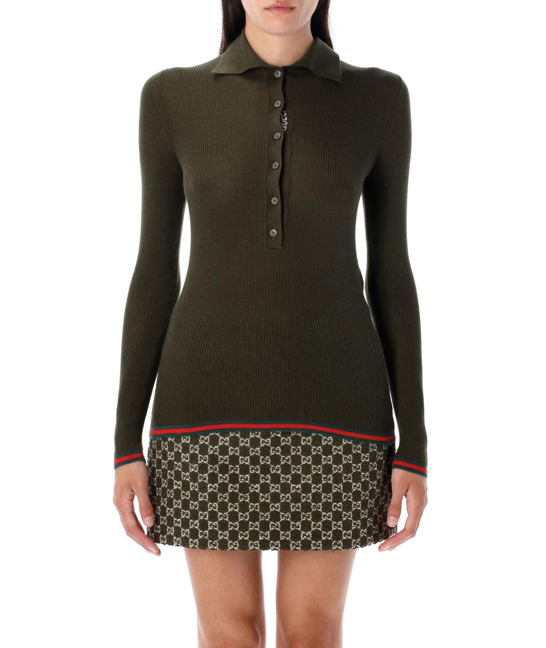 GUCCI Хаки кашемировый джемпер / свитер, фото 2