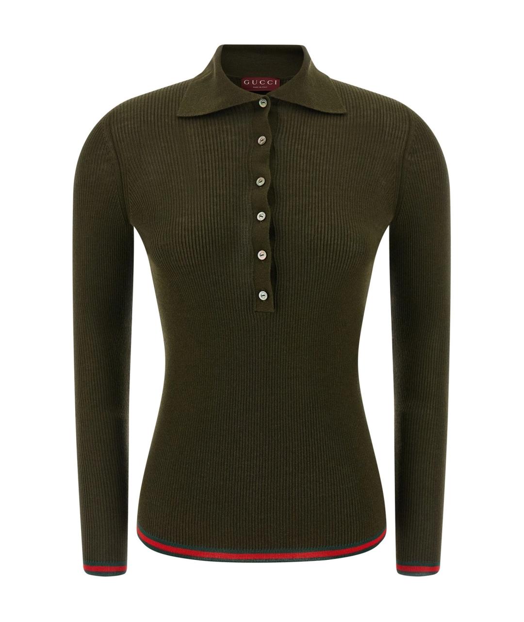 GUCCI Хаки кашемировый джемпер / свитер, фото 1