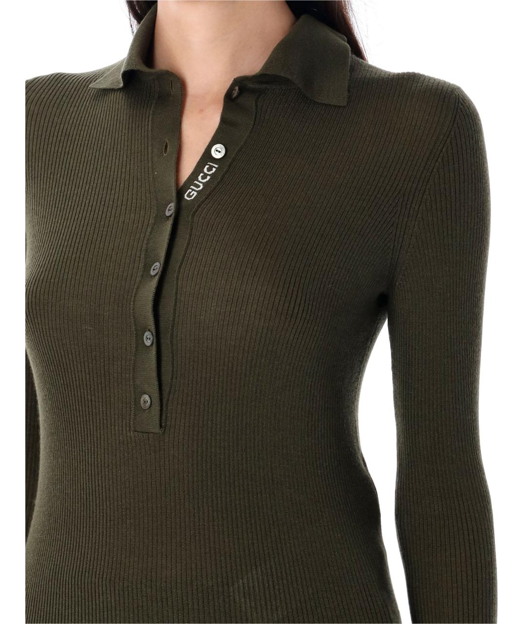 GUCCI Хаки кашемировый джемпер / свитер, фото 4