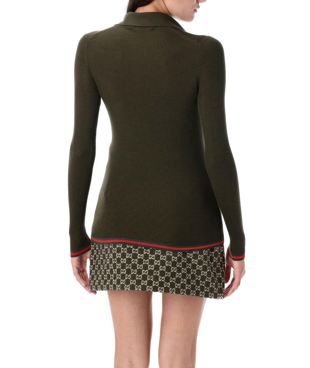 GUCCI Хаки кашемировый джемпер / свитер, фото 3